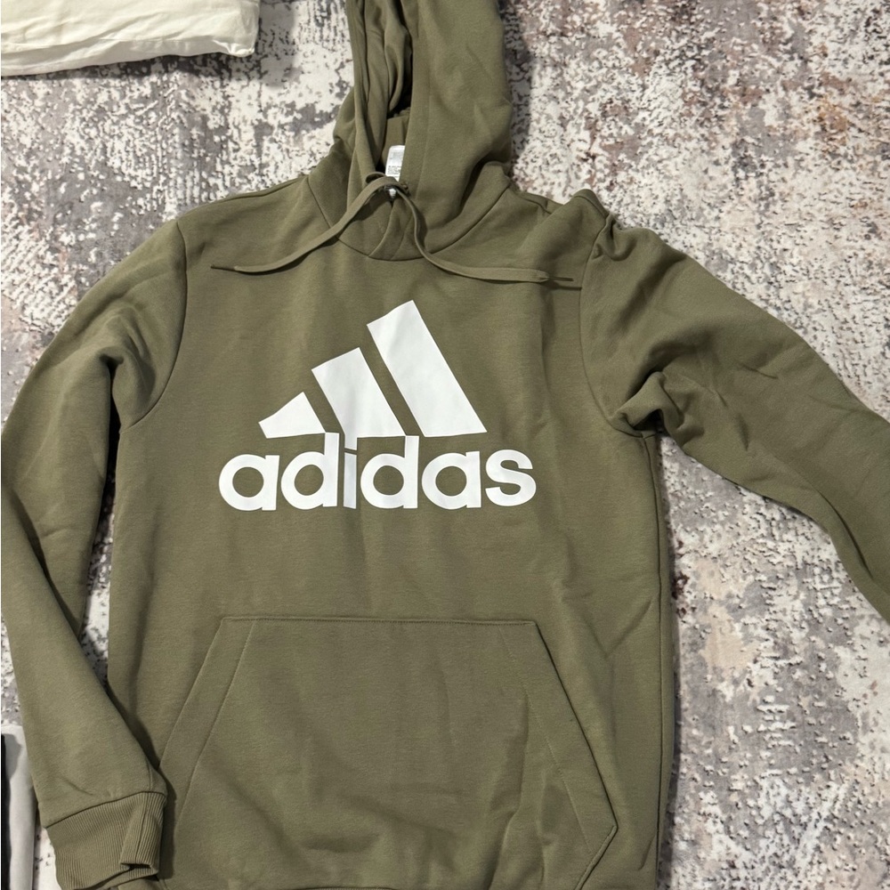 Adidas Men's Khaki Green Hoodie